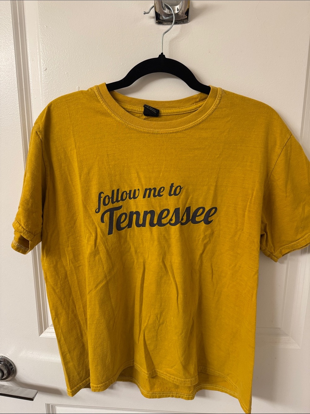 Urban Outfitters Mustard Yellow 'Follow Me to Tennessee' Short Sleeve Tee